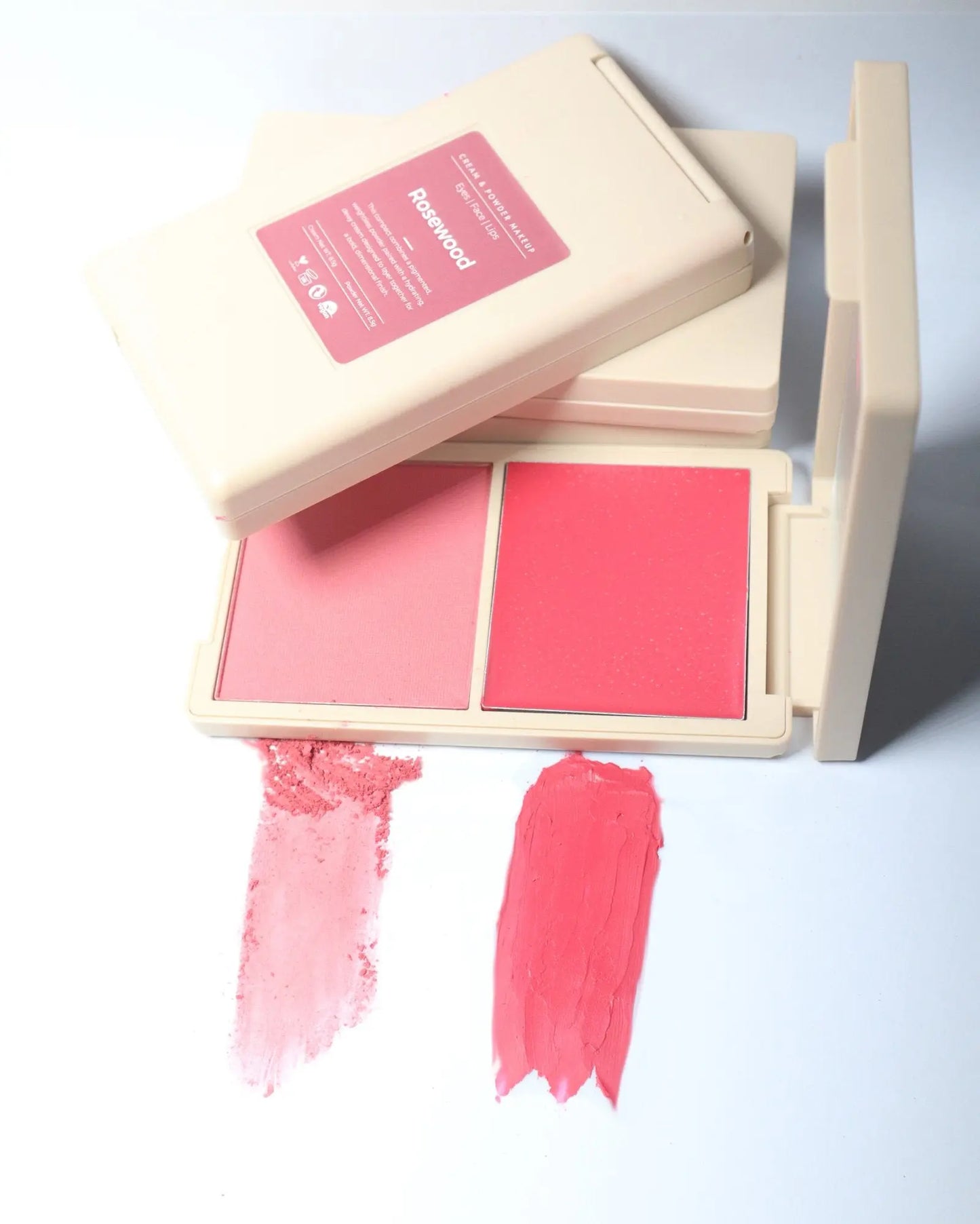 Rosewood cream and powder Blush duo-swatch 