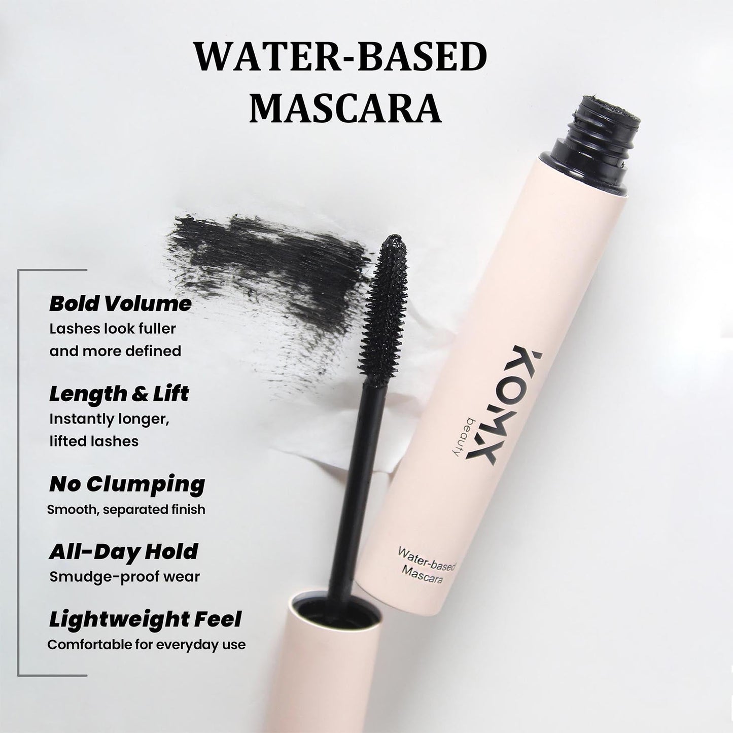 Water-base Mascara |Everyday use, easy to remove and Lightweight Komxbeauty